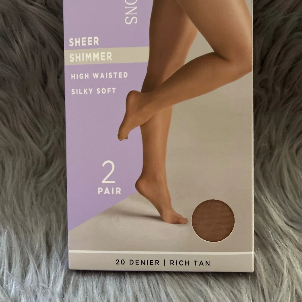 Silk Impressions Sheer Shimmer Tights Women Size Small Rich Tan High Waist Silky